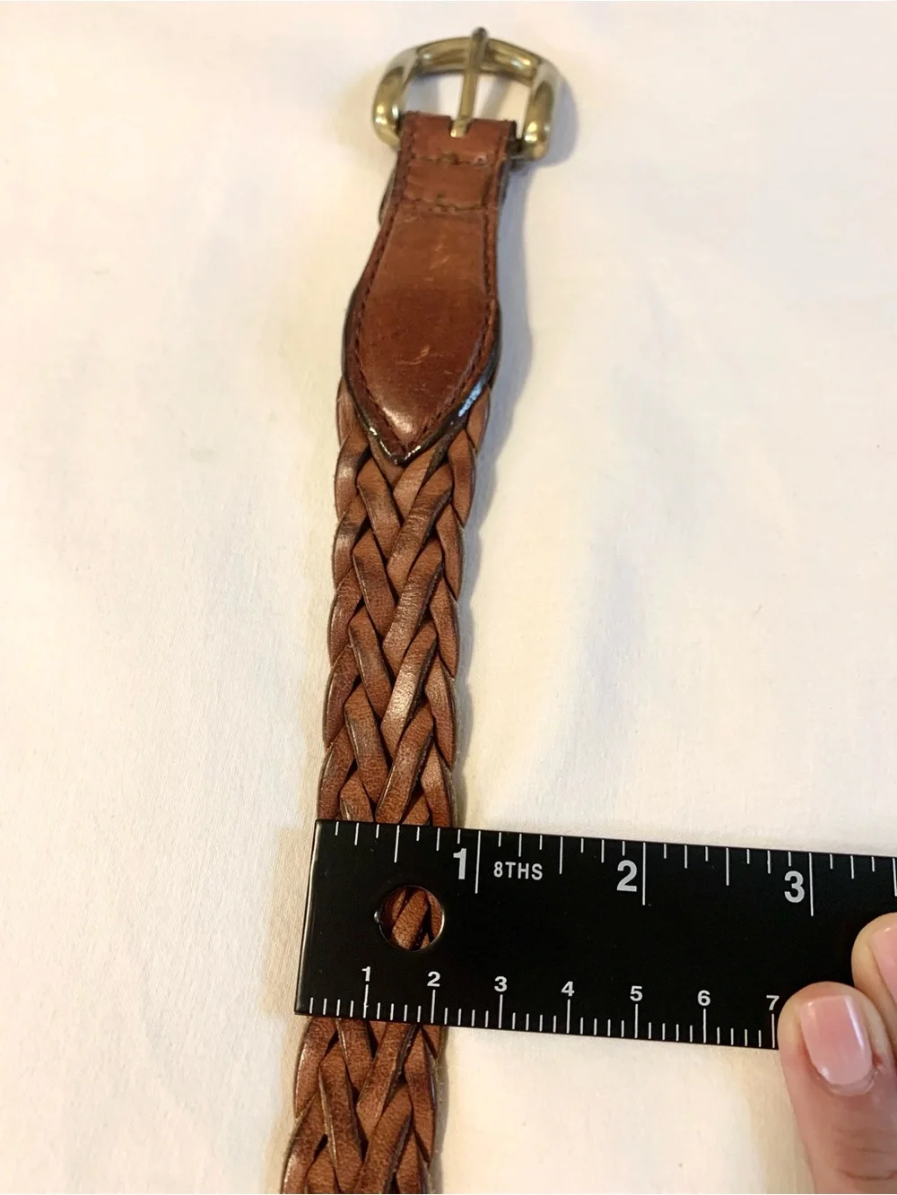 Women’s Brown Braided Leather Belt. 38